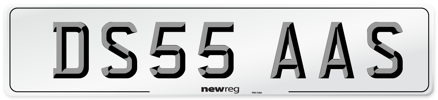 DS55 AAS Number Plate from New Reg
